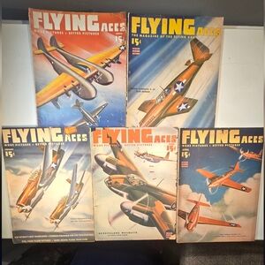 Vintage 1943 Flying Aces Magazine Bundle of 5